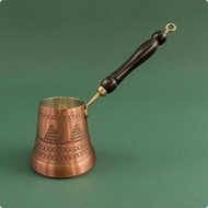 Turkish Coffee Pot Wooden Handle Copper Cezve Copper Coffee Pot Metal Connector Cooking Vessel Handm