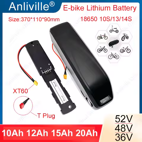 New 36V 48V 52V 10Ah 12Ah 15Ah 20Ah Hailong battery pack 18650 with built-in BMS electric two wheele