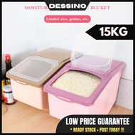 DESSINO Bekas beras 5kg 10kg 15kg rice storage Bekas Penyimpan Beras Nasi Makanan Roda Viral Rice Storage Box With Wheel