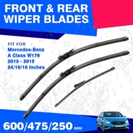 Front Rear Wiper Blades For Mercedes Benz A Class W176 2013 - 2015 High Carbon Steel Silicone Coated