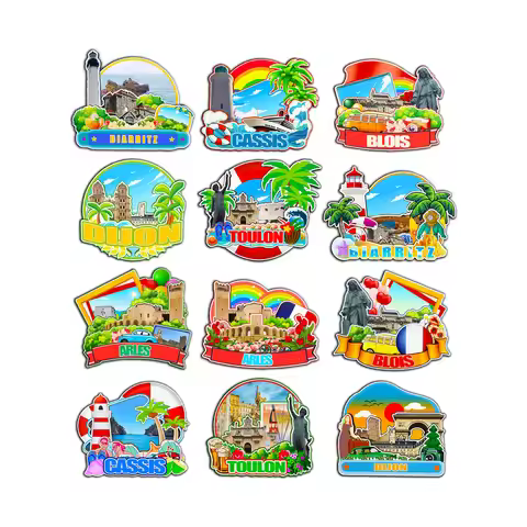 Decorative Magnets for Dijon Toulon Biarritz Arles Blois Cassis France City Landmark Souvenirs Gifts