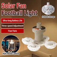 Solar-Powered Soccer Fan Light / 2-in-1 Lighting and Fan / Energy-Saving Battery Fan / Hangable for 