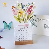 [Chuffed-t] 2026 Bloomy Flowers Desk Calendar Calendar Standing Desk Calendar Vase-Like Desktop Mont