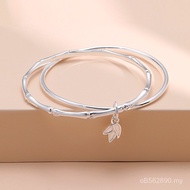 Double Ring Bracelet Niche Interlocking Bamboo Solid Fashion Bamboo Leaf 999 Bracelet Gift Bracelet 