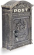 Relaxdays Antique Letterbox: 44.5 x 31 x 9.5 cm, English-Style Wall-Mount Post Box of Cast Aluminium Slot for DIN A4 Letters, Nostalgic Mailbox with Water-Proof Round Roof, 9.5 x 31 x 44.5 cm, Bronze