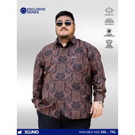 KEMEJA XLUNO X Laskala Batik Premium Dhwani Black Men's Jumbo Batik Shirt BIG Size