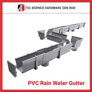 TEC PVC Rain Water Gutter PVC GUTTER Meter FITTING GREY (PIPE SALUR AIR)