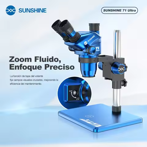 SUNSHINE 71 Ultra-B1 Trinocular Stereo Microscope 0.65X - 5.5X Zoom 35cm-high Column for Mobile Phon