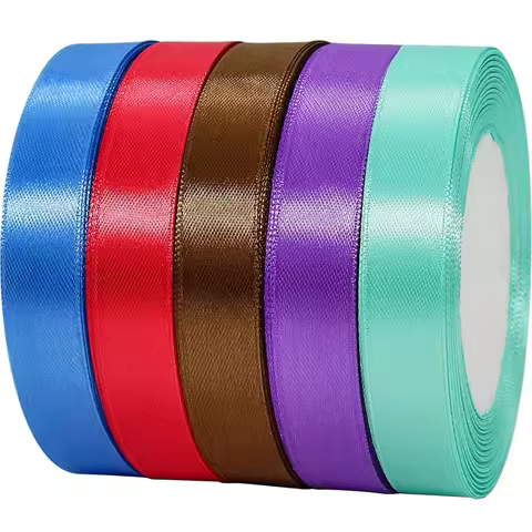 6mm/10mm/15mm/20mm/25mm/40mm/50mm Solid Color Satin Ribbons Handmade DIY Headwear Accessories Weddin
