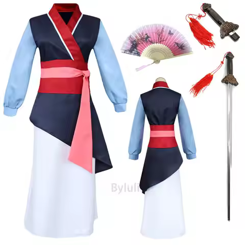 Adult Hua Mulan Cosplay Costume Women Princess Mu Lan Dress Chinese Hanfu Heroine Outfit for Hallowe