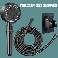 3in1 Shower Head With Hose Holder Set 5 modes Black Universal High Pressure Bathroom Shower Sprayer