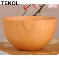 TENOL Natural Wood Round Bowl Handmade Craft Tableware Fruit Rice Bowl Kitchen
