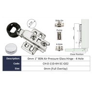 Full Overlay Cabinet Hinge Soft Close (For Glass Dia 25mm/35mm) with Screws
