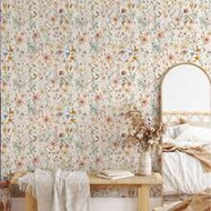 1pc Floral Plant Wallpaper, Peel And Stick Removable Wallpaper, Light Color Background, Suitable For