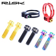 RISK Bicycle 2PCS M5X18mm Stem Handlebar Fixing Titanium Ti Bolts Fixed Screws Hollow Lightweight MTB Bike Seat Post Clamp