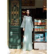 Modern green ao dai - beautiful CNY ao dai - loose form ao dai ao dai set ao dai dress