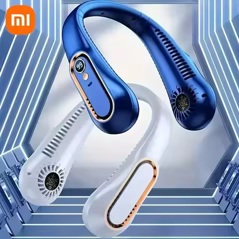 Xiaomi Neck Fan Digital Display Power Ventilator Leafless Neck Band Fan Portable Mini Air Cooler USB