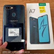 Hp second Oppo A7 Ram:3/64 warna:Biru cemerlang