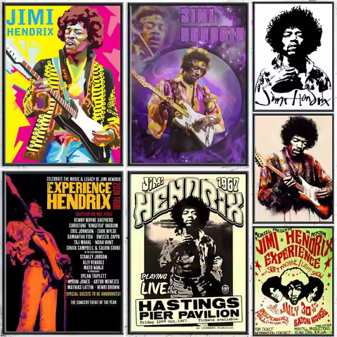 Guitarist J-Jimi HendrixS Painting Calligraphy HD Canvas Poster Crease Free Waterproof All Space Wal