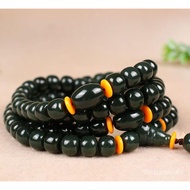 YQ6 Hetian Jade Bracelet Men Women Genuine Natural Chinese Nephrite Jades 108 Bead Mala Rosary Bracelets Buddha Beads Ba