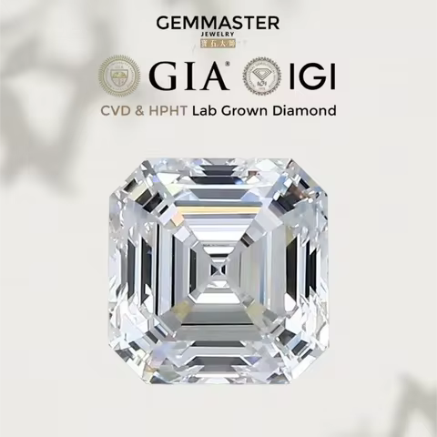 Asscher Cut Lab Grown Diamond with IGI Certificate 1ct 2ct 3ct HPHT CVD for Jewelry Making