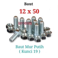 M12x50 white bolt nut 12 x 50 Key 19