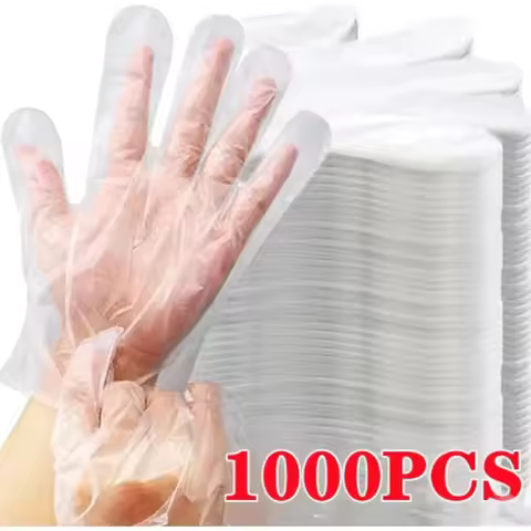 Transparent Disposable Gloves Plastic Waterproof Gloves for Kitchen Restaurant Fried Chicken BBQ Dis