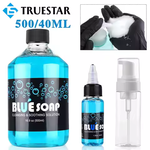 500/40ML Tattoo Blue Soap Cleaning Soothing Solution With Tattoo Foam Diffuser Bottle Blue Algae Soa