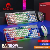 T98 Pro Mechanical Feel Keyboard and Mouse Set-94-Key Metal Panel-Colorful Lighting Effects-Fun Sphe