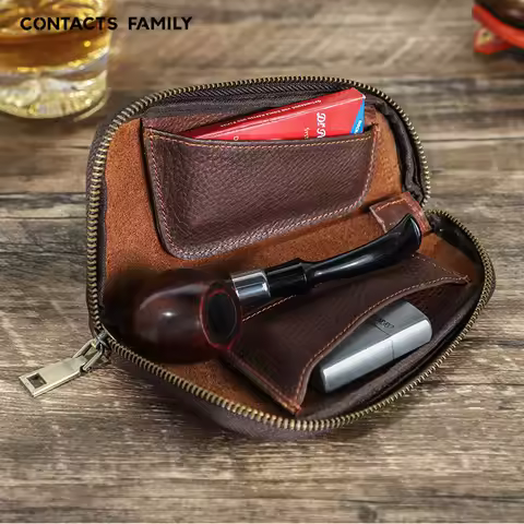 Genuine Leather Tobacco Pipe Case Portable bag for Tobacco Smoking Pipe Smoking Tool Wood Tobacco pi