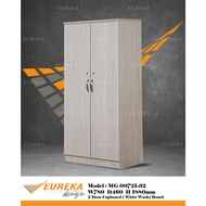 EUREKA 2.5ft Cupboard Wardrobe Wood 2 Door Lock / Almari (Deliver & Installation Klang Valley ONLY)