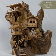 Miniatur rumah pohon bambu / Miniatur rumah pohon dekorasi / Rumah pohon kayu santigi