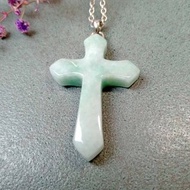 玉墜 造型玉墜-十字造型 花青種緬甸玉