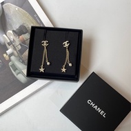 Chanel 星星+珍珠垂墜耳環