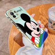 For Xiaomi Mi 11 Lite NE 5G 11T Pro Luxury Plating TPU Softcase Cartoon Mickey Mouse Back Cover Shockproof Phone Casing