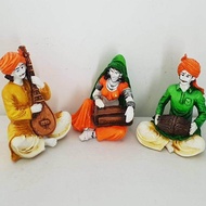 Set of Dholak Harmony and Veena Playing by Rajasthani Polyresine Show Piece