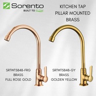 SORENTO Brass Kitchen Faucet Pillar Mounted Tap Rose Gold Gold Finish Kitchen Sink Tap Paip Dapur Si