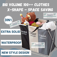 3IN1 Foldable Mesh Dirty Laundry Clothes Toy Bathroom Organizer Basket Ball Storage Box Bins Rack Ko