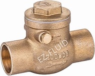 (1Pc) EZ-Fluid 1/2" C X C Sweat Solder Brass Swing Check Valve,Horizontal T Pattern One-Way Non-Retu