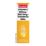 KORDEL'S Effervescent Vitamin C 1000mg + Zinc 10mg +Vit D3 500IU 10s