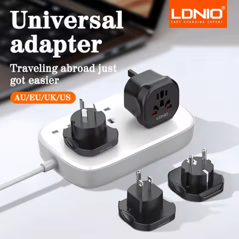 LDNIO Universal Adapter AU EU UK US Wall Power Strip Multi Plug Universal Travel Adapter Dual Travel