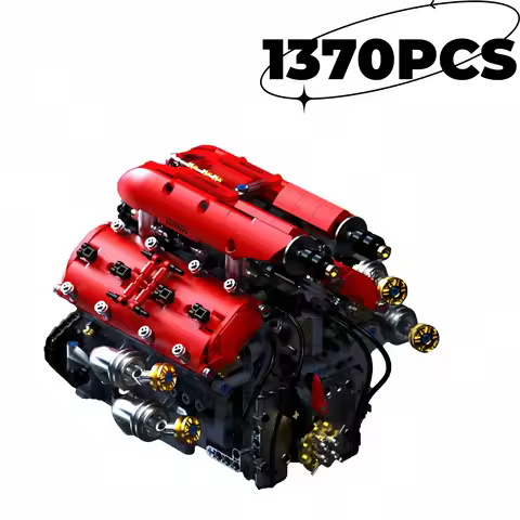 1370PCS T5011 V8 Turbo Engine Model Building Kit Electric Motorized Sports Car Assembly Blocks for T