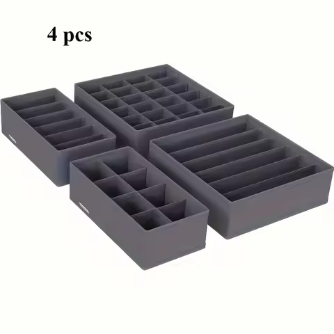 4pcs Foldable Drawer Organizer Set, Wardrobe Storage System for Bras, Socks, Ties, Underwear, and Mo