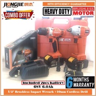 JIONGJIE 1/2" Cordless Impact Wrench T110 + JIONGJIE 10mm Cordless Drill - 2pcs 21V 6.0Ah Batteries