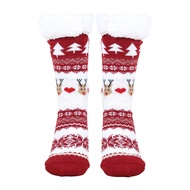 ถุงเท้าของขวัญคริสต์มาสซานต้าตุ๊กตาหิมะพิมพ์ลายการ์ตูนสุดอินเทรนด์1คู่สร้างบรรยากาศถุงเท้าคริสต์มาส