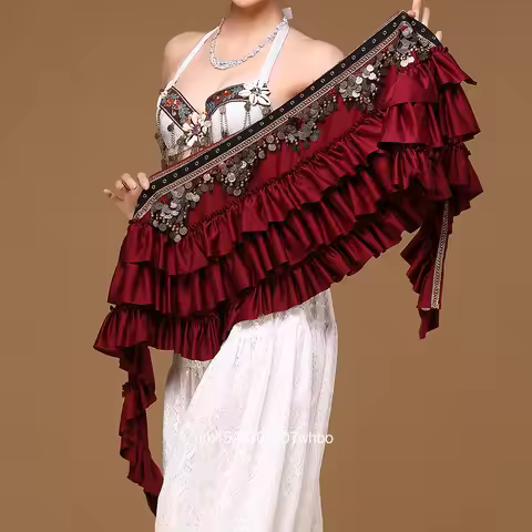 Tribal ATS Belt Belly Dance Hip Scarf Coin Belt Tribal Clothing Tassel Belt Copper Women's Belt