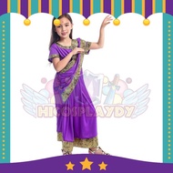 hiCosplayDy Kids Charming Indian Saree Girls Cosplay Children Saree Indian Dress Dance Costume Stage