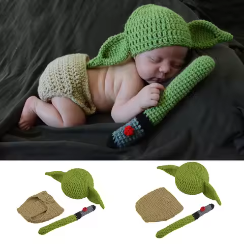 Children's Animation Baby Yoda Master Baby Creative Photo Clothing European and American Hand-knitte