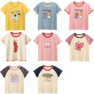 2-8 Years Old 2025 New Style Girls Pure Cotton Cute Cartoon Round Neck Short Sleeve T-Shirt HT9999