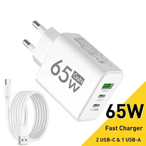 65W GaN USB C Charger 10A Fast Charging USB To Type C Data Cable For iPhone 16 Xiaomi Samsung Huawei